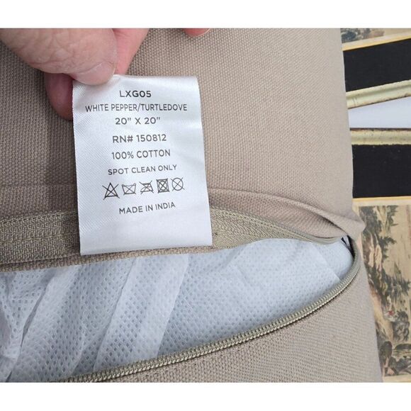 Starfish Print Pillow Cover Beige 20" x 20" Cotton Made In India - Picture 3 of 4